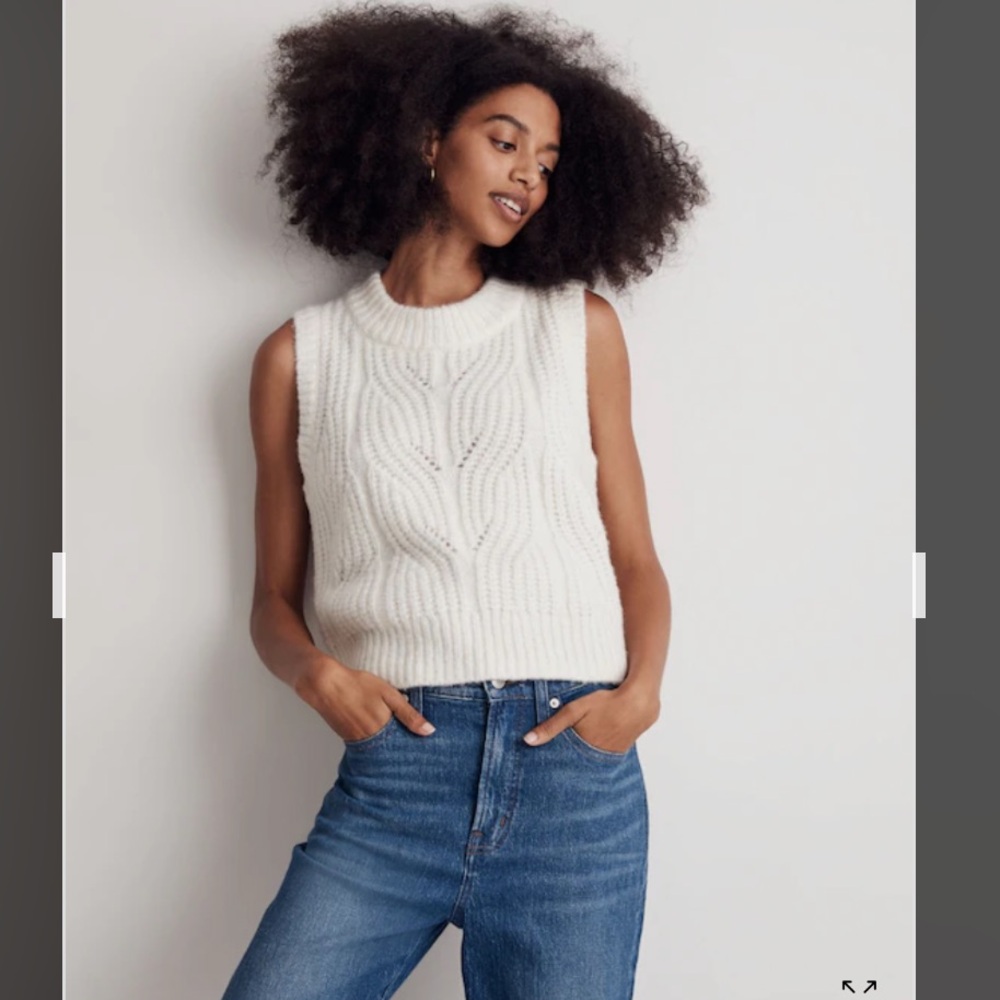 Madewell Ivory Cable Knit Sleeveless Sweater Tank - Picture 14 of 14